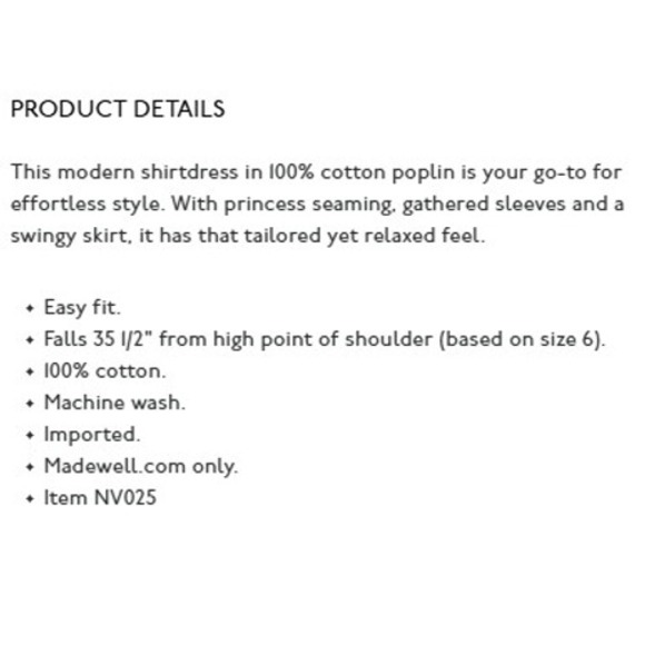 Madewell Dress 8 Black Seamed Long Sleeve Mini Poplin Shirtdress Pockets NV025 - Picture 4 of 13